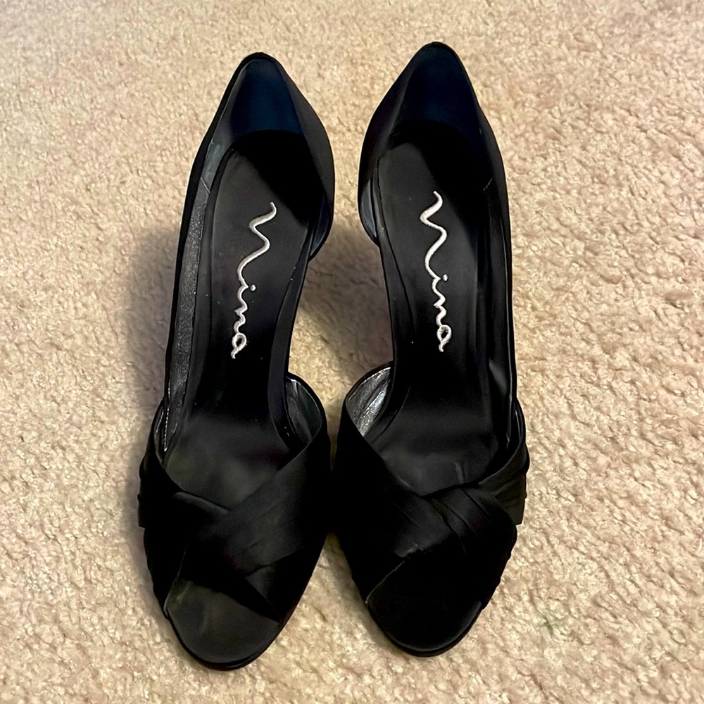 Satin black heels